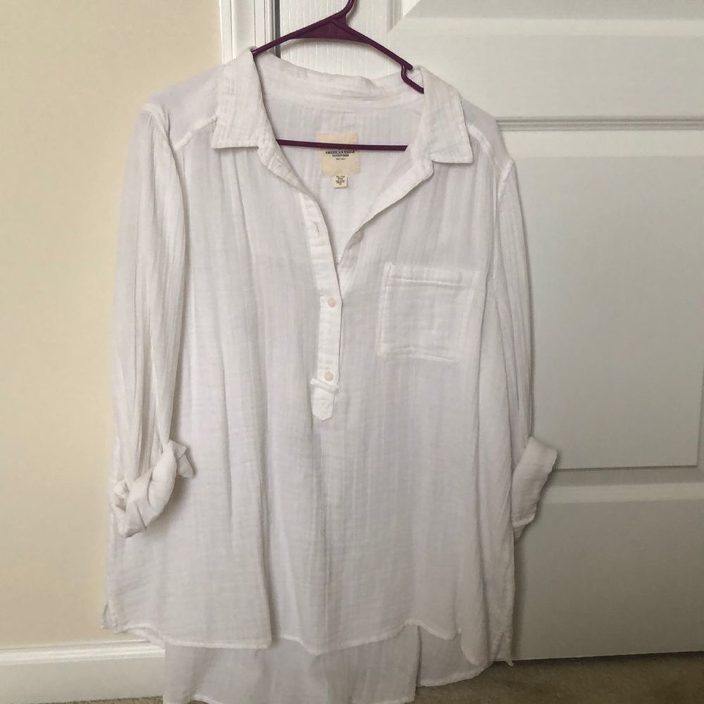 All white oversized pullover shirt